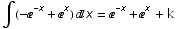 ∫ (-^(-x) + ^x) x = ^(-x) + ^x + k