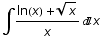 ∫ (ln(x) + x^(1/2))/xx