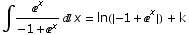 ∫^x/(-1 + ^x) x =  ln( -1 + ^x)  + k