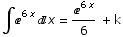 ∫^(6 x) x = ^(6 x)/6 + k